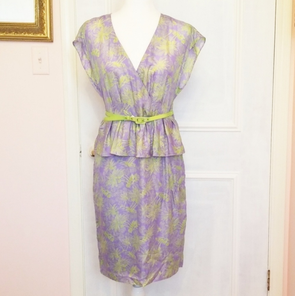 NANETTE LEPORE lavender silk peplum dress